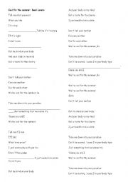 English Worksheet: cool for the summer