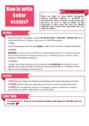 English Worksheet: HOW TO WRITE BETTER ESSAYS? 3P RULE.