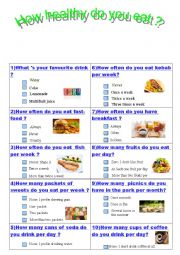 English Worksheet: Quiz Health Habits