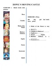 English Worksheet: Howls Moving Castle