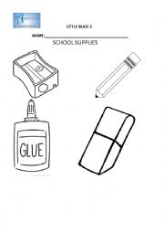 English Worksheet: School Supplies COlroing Pages