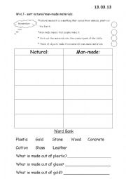 English Worksheet: Sorting materials 