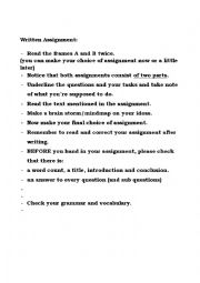 English Worksheet: Written Assignment - how to