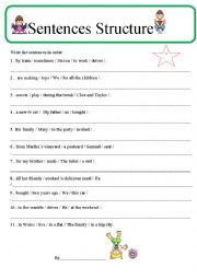 English Worksheet: Sentence Structure 2