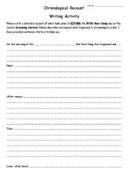 English Worksheet: Chronological Recount activity