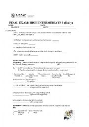 English Worksheet: FINAL EXAM 