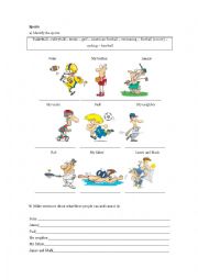 English Worksheet: Sports + can/cannot