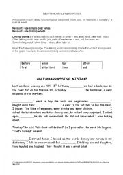 English Worksheet: Recount and linking words
