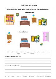 English Worksheet: In the Bedroom