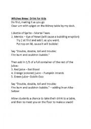 English Worksheet: Witchs Brew Activity
