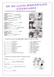 English Worksheet: Be and pronouns