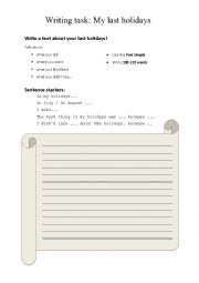 English Worksheet: Writing task: My last holidays