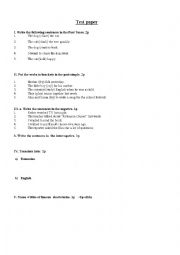 English Worksheet: Past tenses