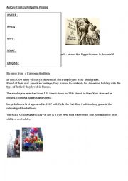 English Worksheet: Macys parade