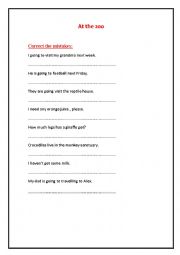 English Worksheet: Im going to the zoo