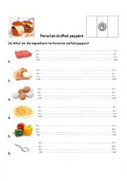 English Worksheet: Peruvian stuffed peppers   