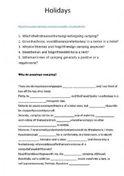 English Worksheet: holidays practice