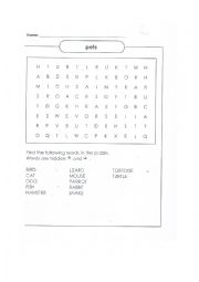English Worksheet: word search  pets