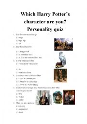 English Worksheet: Which Harry Potters character are you? Personality quiz 17