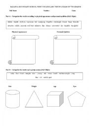 English Worksheet: physical appearance