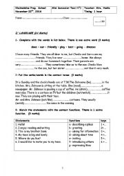 English Worksheet: devoir seventh grade