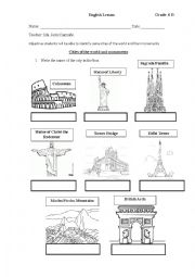 English Worksheet: Cities of the world and their monuments