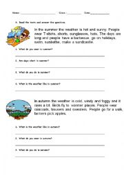 English Worksheet: seasons