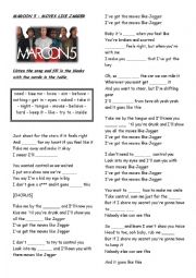 English Worksheet: song worksheet - maroon 5