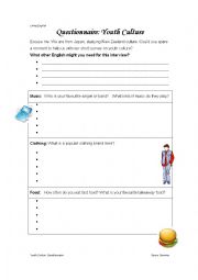 English Worksheet: Youth Survey