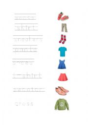 English Worksheet: Clothing tracing & matching worksheet