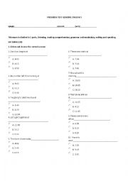 English Worksheet: tEST GENERAL ENGLISH 1