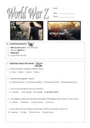 world war Z worksheet