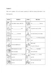 English Worksheet: present simple tense information gap activity