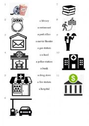 English Worksheet: Places in the town part 2