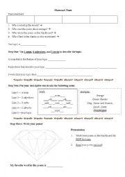 English Worksheet: Diamond Poem