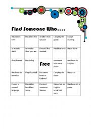 English Worksheet: Find someone who..