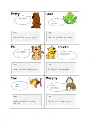 English Worksheet: Animals role cards (food)