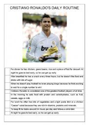 English Worksheet: Ronaldos daily routine