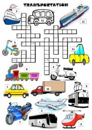 TRANSPORTS - crossword with pictures