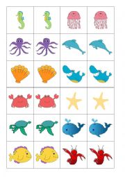 Ocean/sea animals memory game - ESL worksheet by stejsa