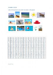 English Worksheet: summer puzzle