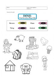 English Worksheet: Nouns - Colouring 
