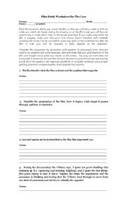 English Worksheet: The cove, study guide