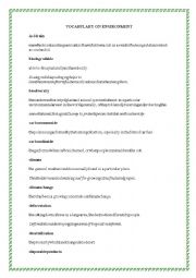 English Worksheet: Vocabulary on Environment