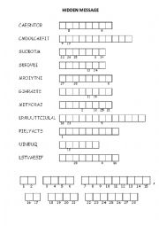 English Worksheet: HIDDEN MESSAGE - Customs and traditions 