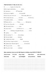 English Worksheet: in-on-at-prefer