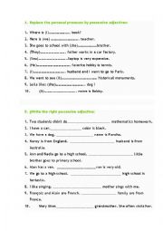 English Worksheet: possesive  adjectives