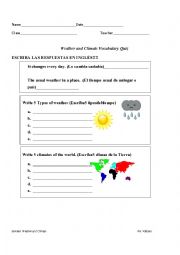 English Worksheet: Weather and Climate Quiz 6th-8th grade