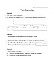 English Worksheet: Tuck Everlasting Studyguide 1-5