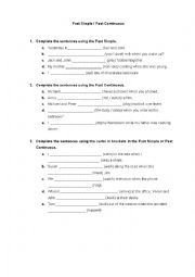 English Worksheet: past simple / past continuous